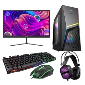 Gaming PC - i3 7th Gen, 8GB RAM, 256GB nVME SSD, 22" Monitor, RGB Casing Keyboard Mouse