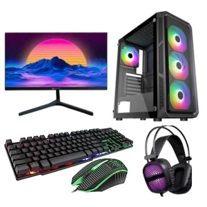Gaming PC - i5 6th Gen, 8GB RAM, 256GB nVME SSD, 22" Monitor, RGB Casing Keyboard Mouse