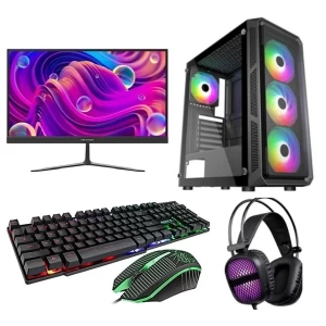 Gaming PC - i5 7th Gen, 8GB RAM, 256GB nVME SSD, 22" Monitor, RGB Casing Keyboard Mouse